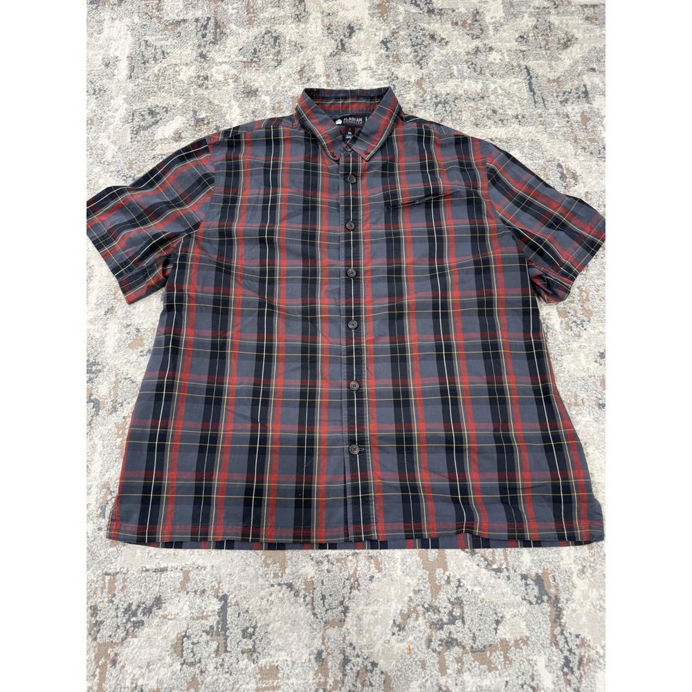 Alaskan Hardgear Duluth Trading Co Mens XL Plaid Short Sleeve‎ Button Shirt Grey